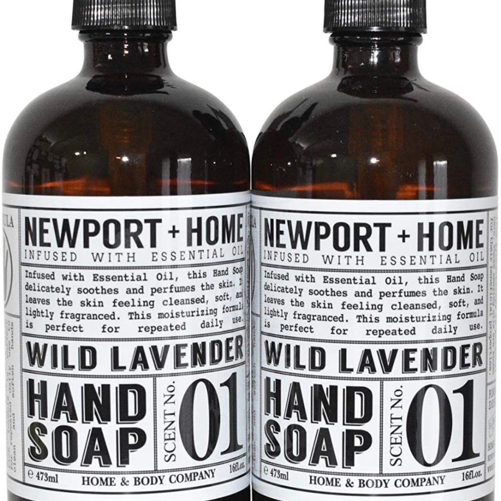 2 Pack Glass Bottle Newport + Home Hand Soap, Wild Lavender + Rosemary Mint